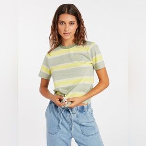 Volcom Hypen On Stripes Women’s Short Sleeve Top - Lime Medium M